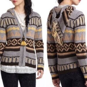 Sparrow Fairisle Hooded Sweater Cardigan Size XS ANTHROPOLOGIE